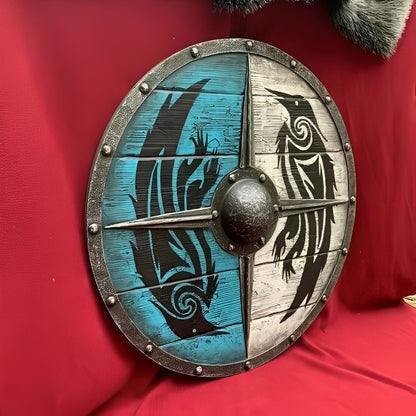 Escudo de batalla grabado único y defensa nórdica personalizable