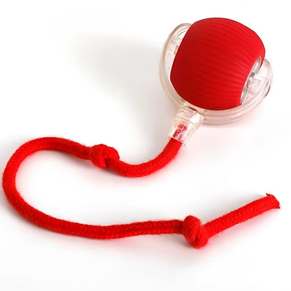 Juguete Interactivo Rodante para Mascotas con Cola de Plumas