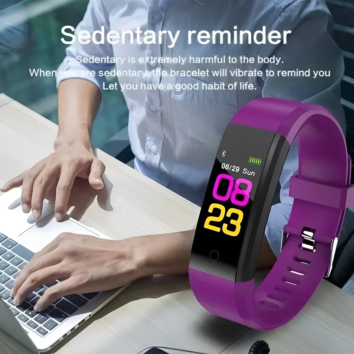 Pulsera de actividad deportiva con pulsómetro y pantalla digital
