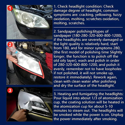 Kit de reparación de faros de coche con pulimento y almohadillas para pulir