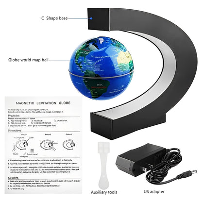Globo terráqueo LED flotante con soporte de metal