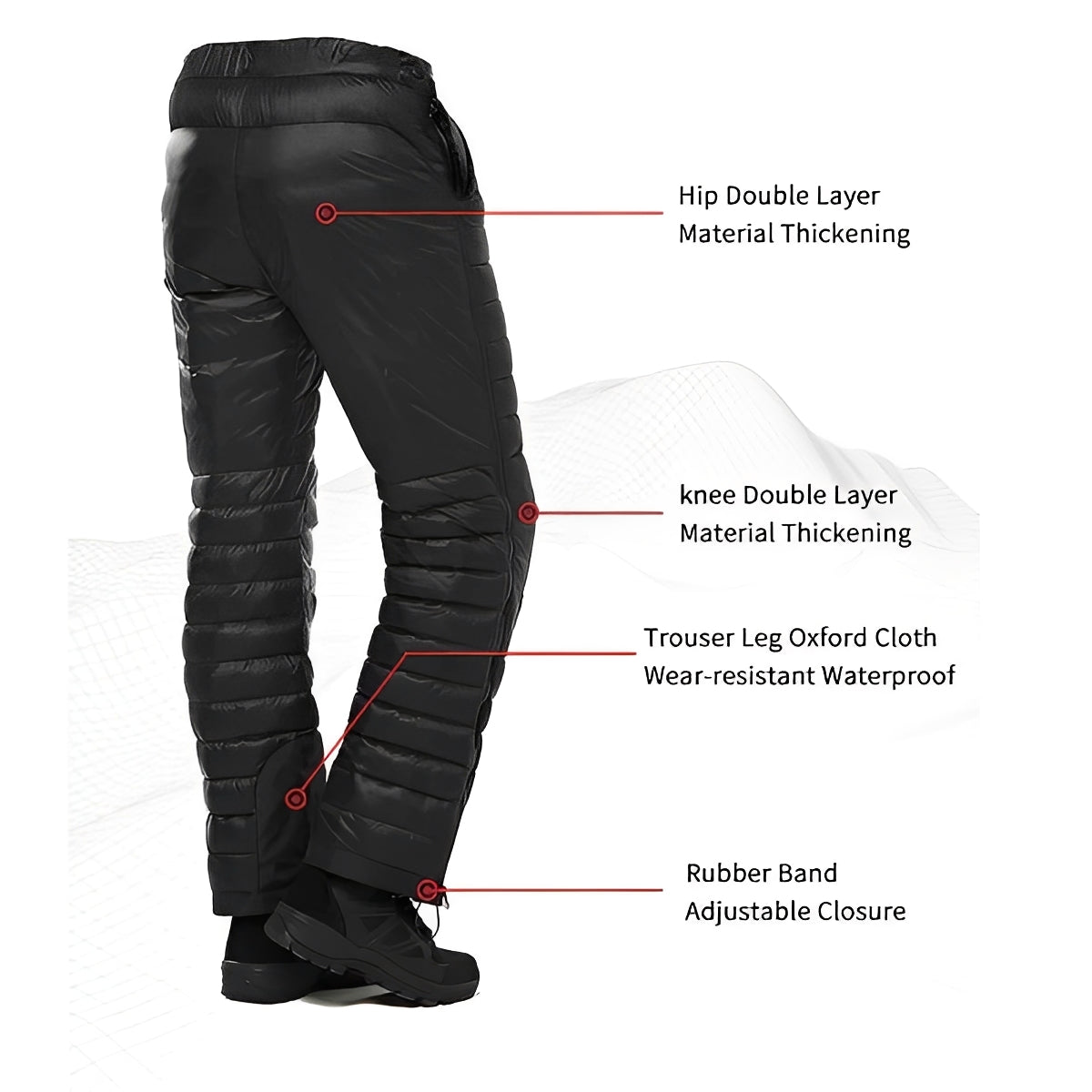 Pantalones de nieve cálidos aislantes con cremallera para deportes de invierno