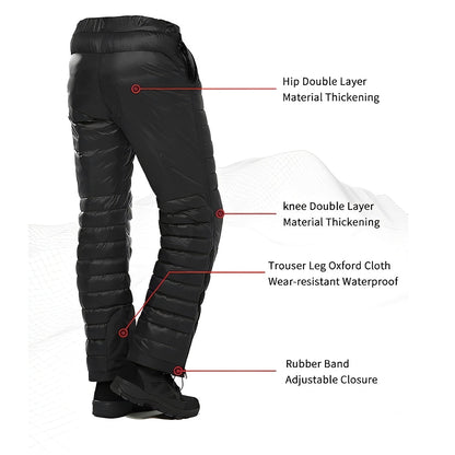 Pantalones de nieve cálidos aislantes con cremallera para deportes de invierno