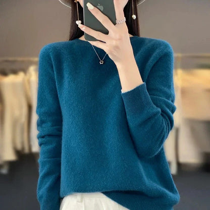 Suéter de cuello redondo de lana merino suave