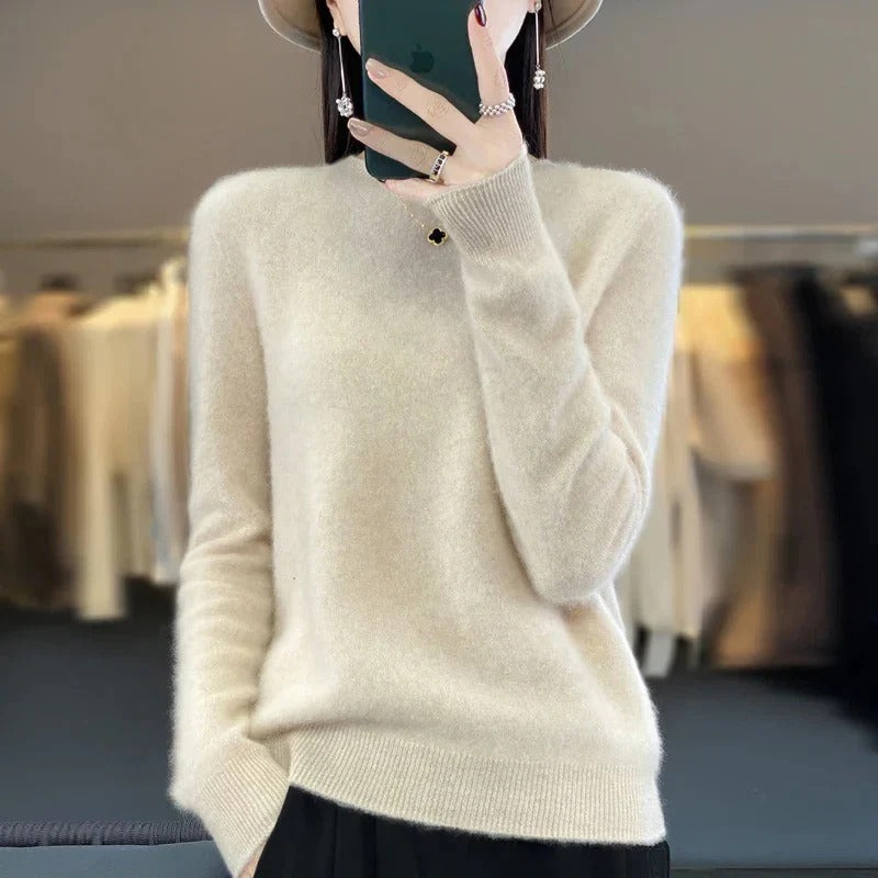 Suéter de cuello redondo de lana merino suave