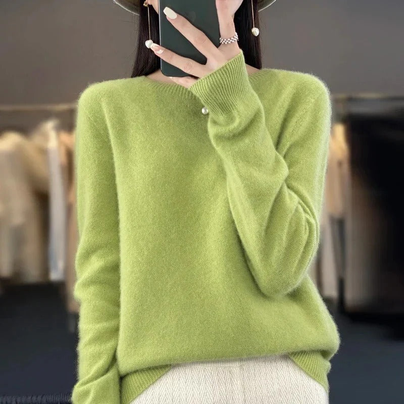Suéter de cuello redondo de lana merino suave