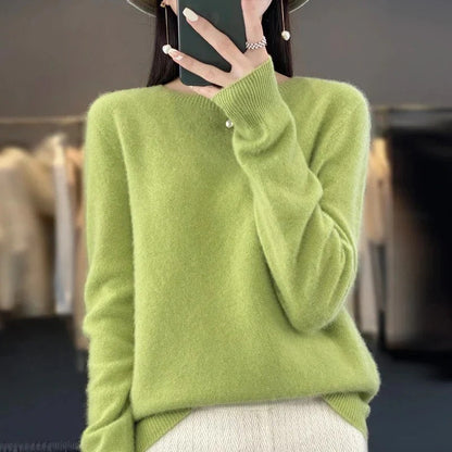 Suéter de cuello redondo de lana merino suave