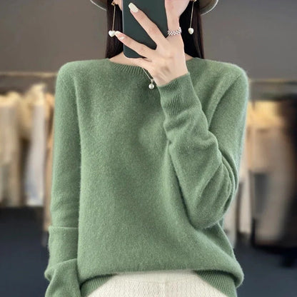 Suéter de cuello redondo de lana merino suave