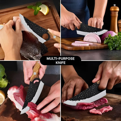 Cuchillo de chef de acero inoxidable afilado con mango de agarre cómodo