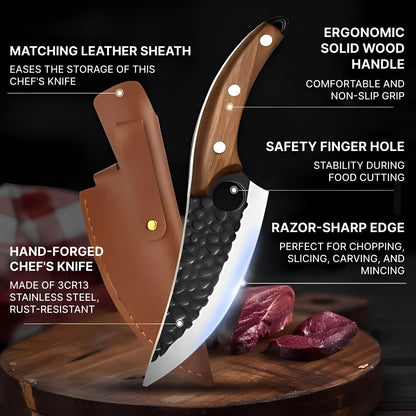 Cuchillo de chef de acero inoxidable afilado con mango de agarre cómodo