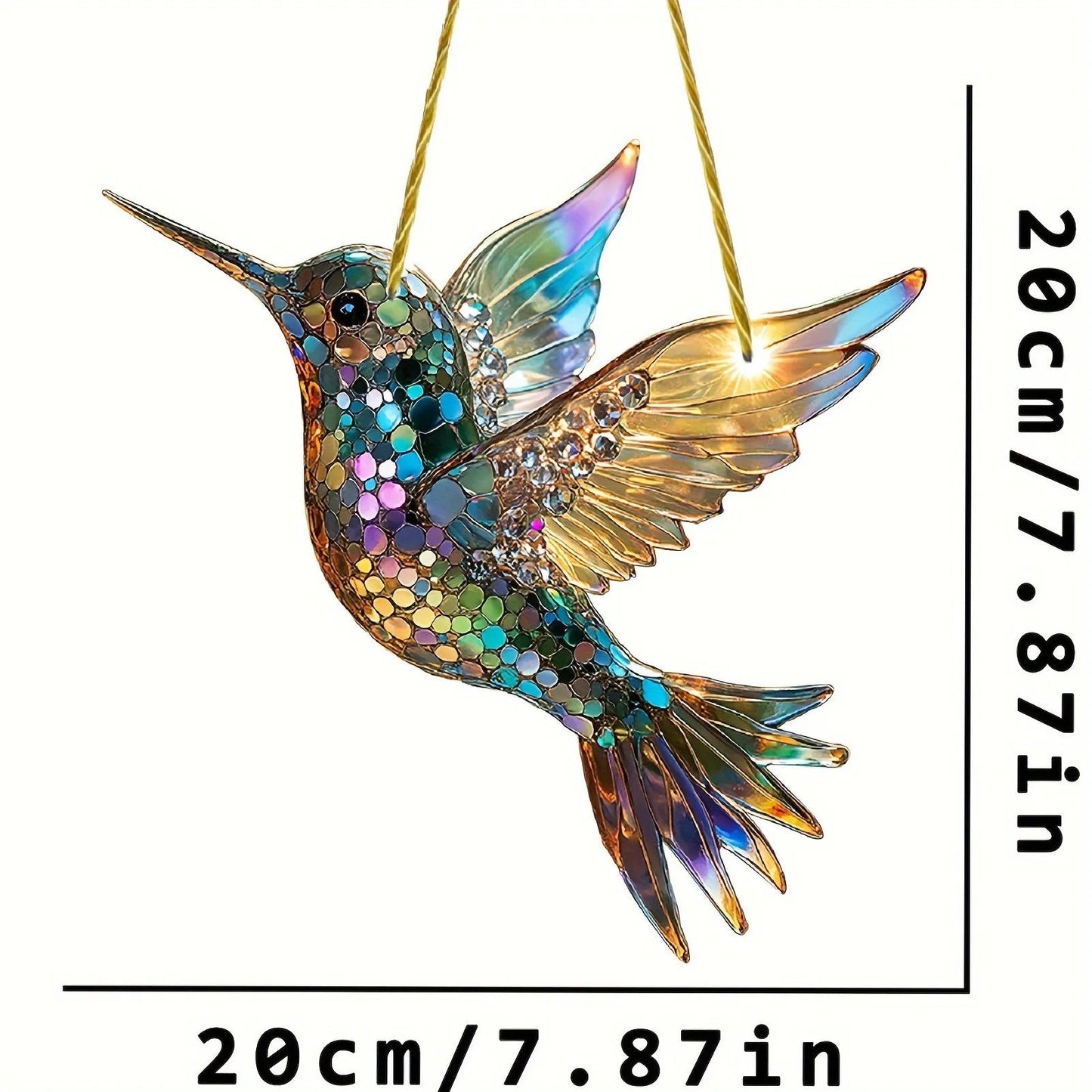 Vibrante adorno de ventana de pájaro de cristal