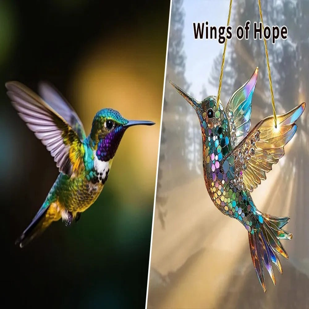 Vibrante adorno de ventana de pájaro de cristal