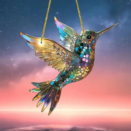 Vibrante adorno de ventana de pájaro de cristal