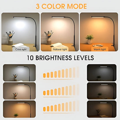 Lámpara de mesa LED brillante ajustable con cuello flexible