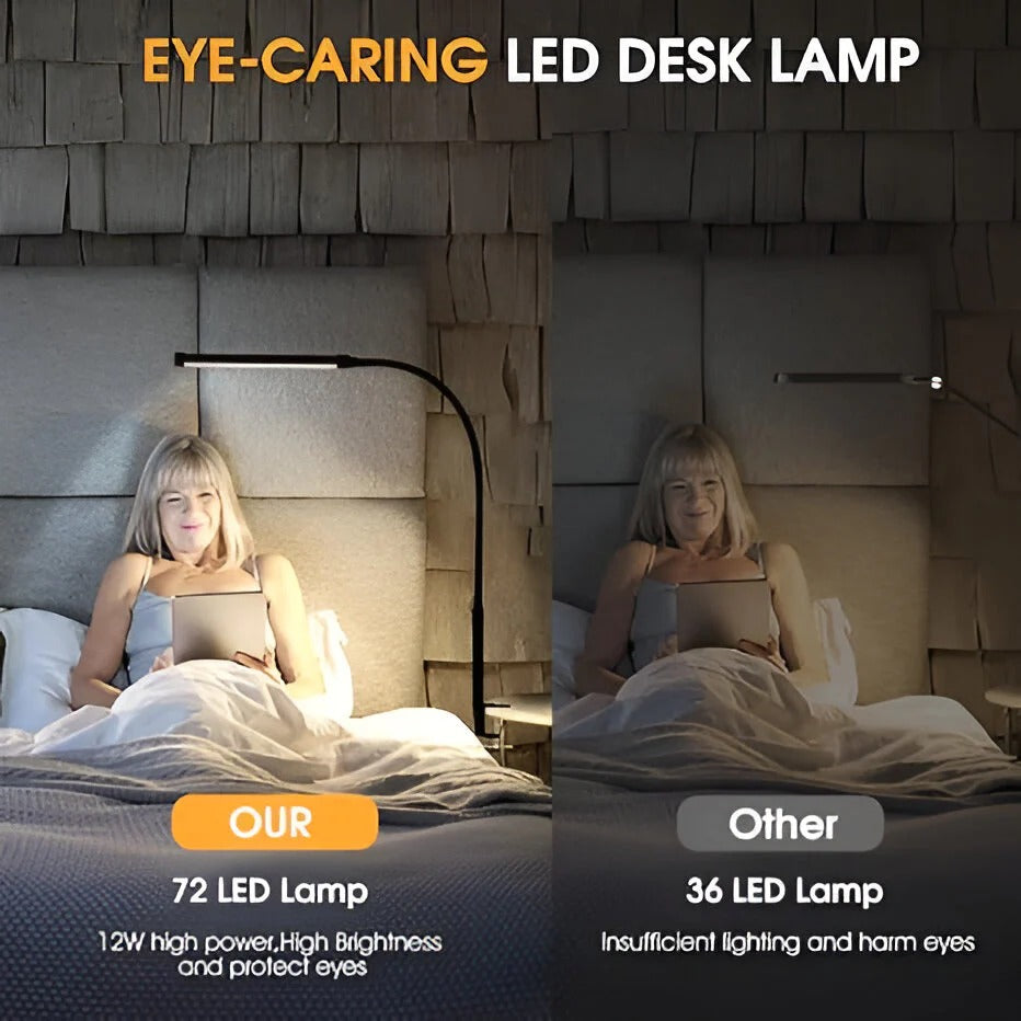 Lámpara de mesa LED brillante ajustable con cuello flexible
