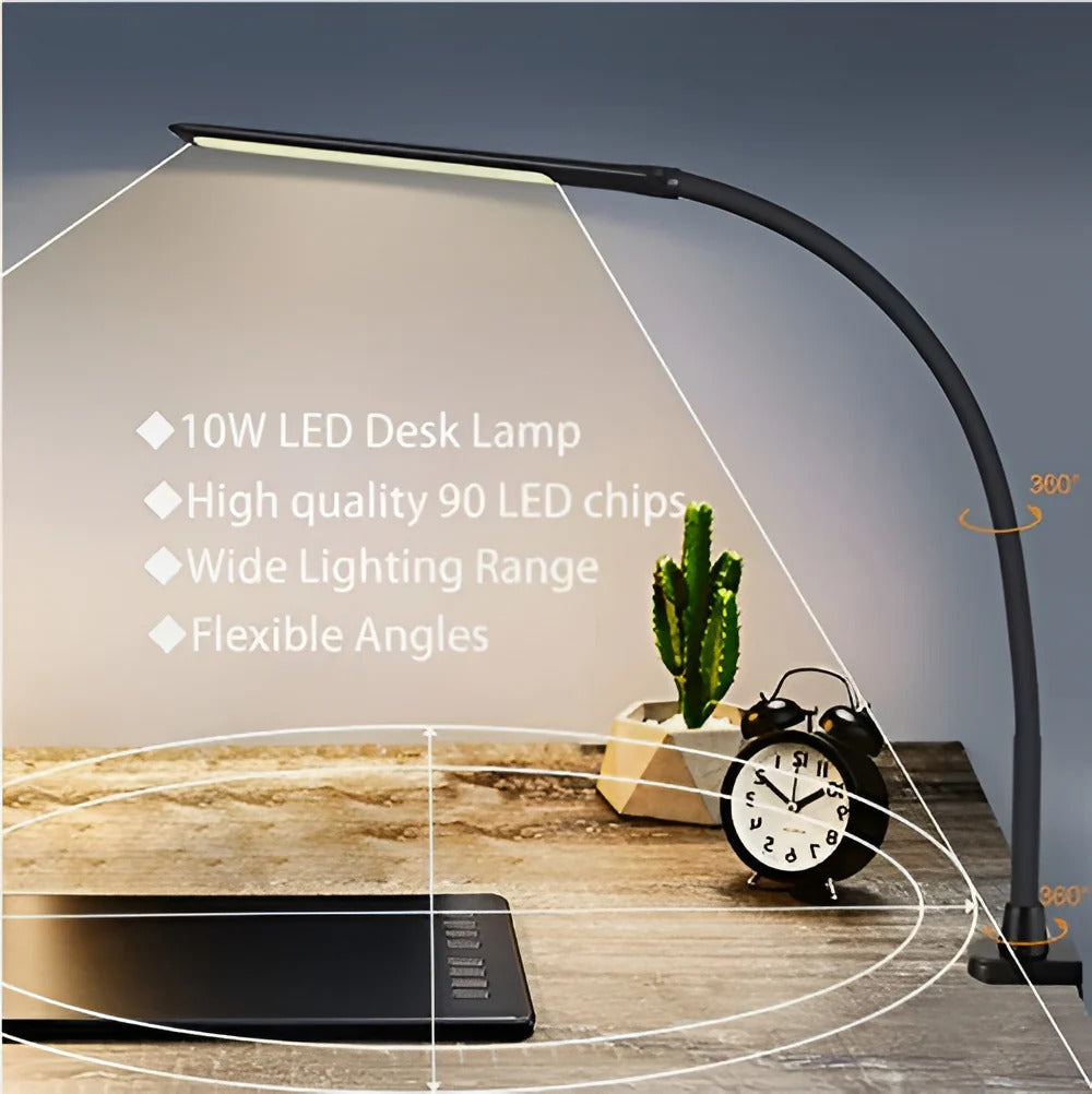 Lámpara de mesa LED brillante ajustable con cuello flexible
