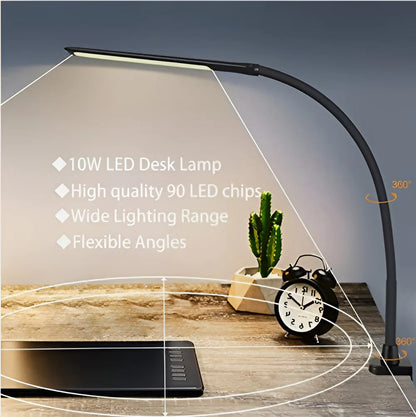 Lámpara de mesa LED brillante ajustable con cuello flexible