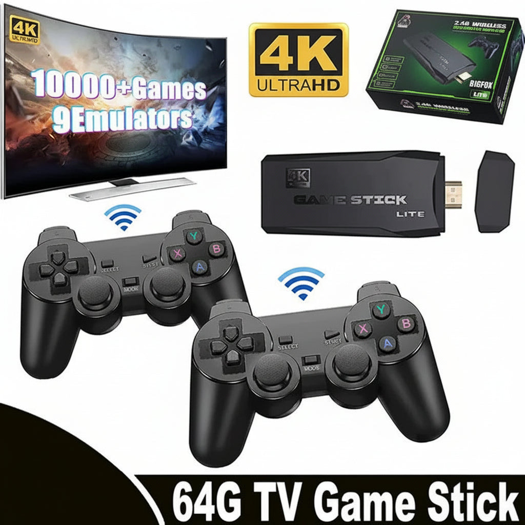 Consola de juegos compacta con 64 GB y 2 controles inalámbricos