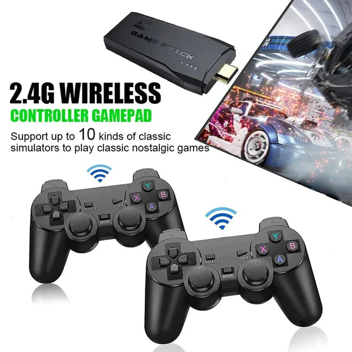 Consola de juegos compacta con 64 GB y 2 controles inalámbricos
