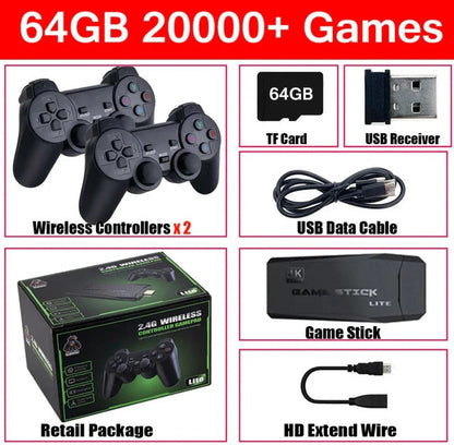 Consola de juegos compacta con 64 GB y 2 controles inalámbricos