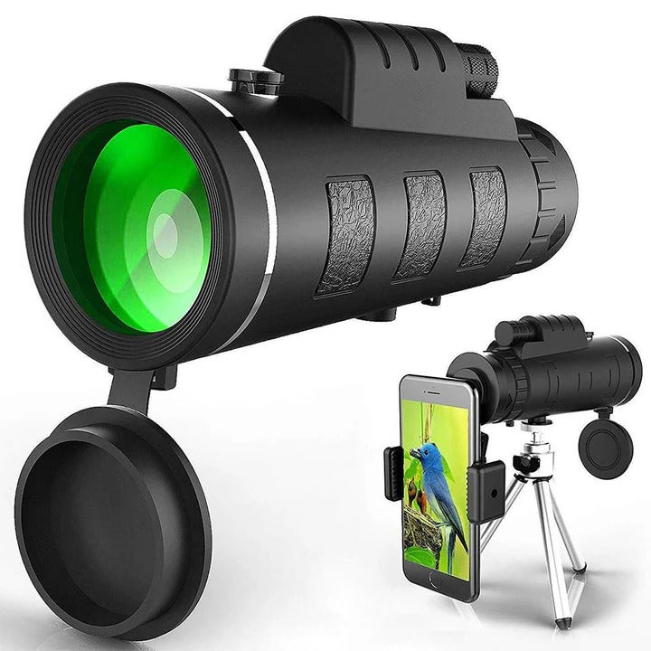 Telescopio terrestre portátil de alta definición con adaptador para teléfono