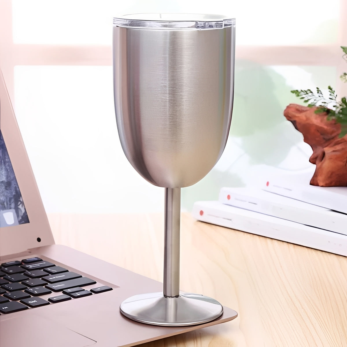 Vaso de vino de doble pared con aislamiento y tapa hermética