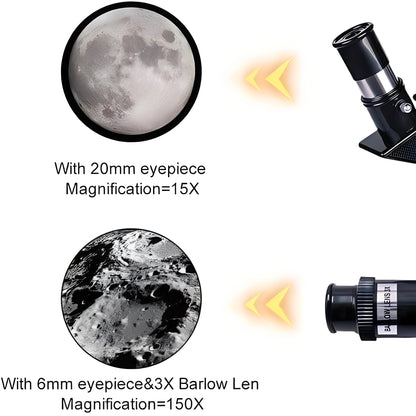 Potente telescopio lunar con trípode y zoom de 150x