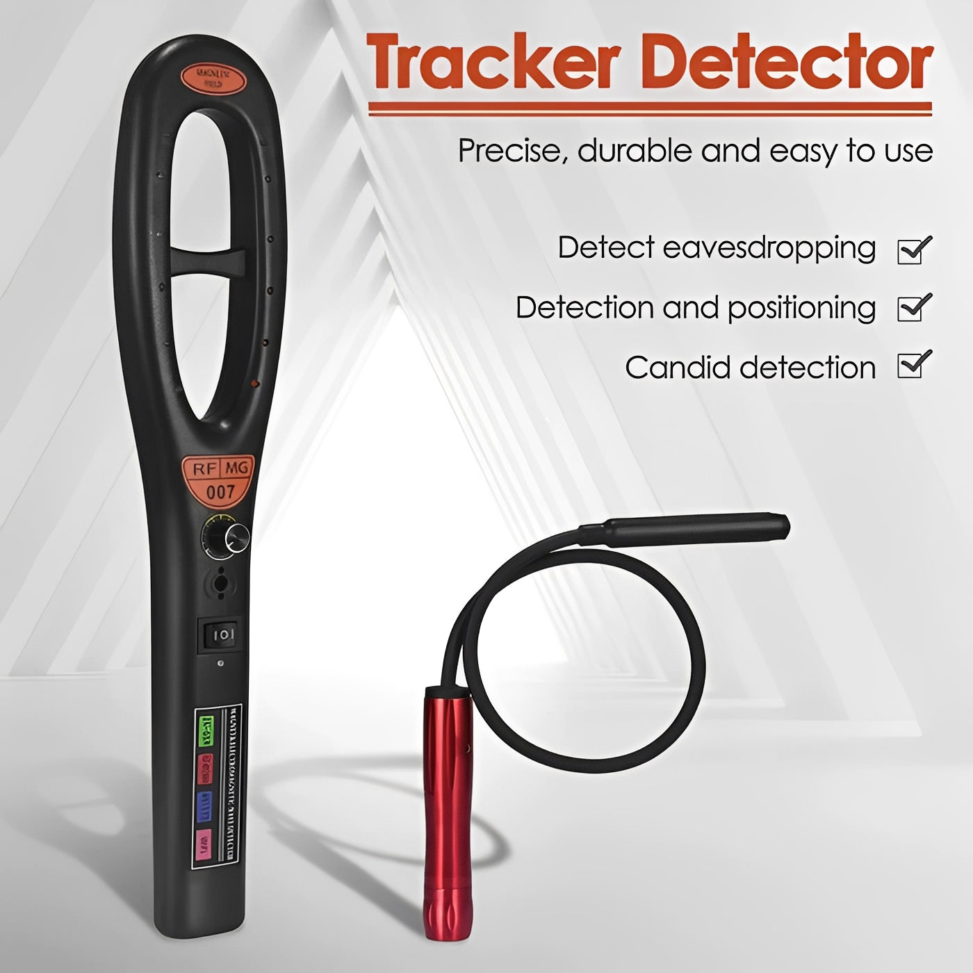 Detector espía de RF compacto con alertas de audio, LED y vibración