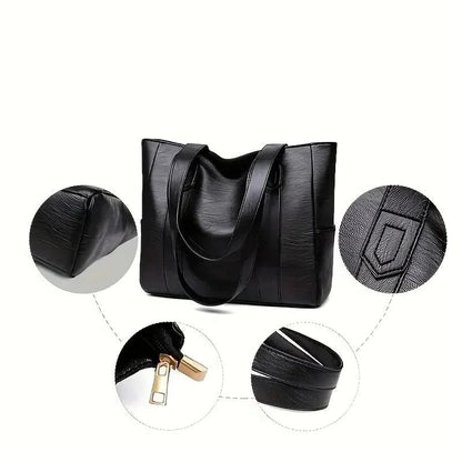 Bolso de mano clásico de cuero auténtico