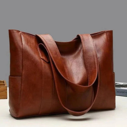 Bolso de mano clásico de cuero auténtico