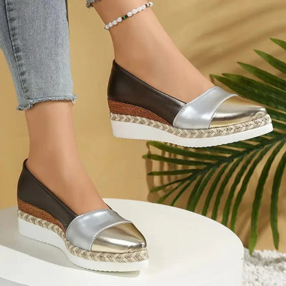Cómodas sandalias de cuña con plantilla suave y hebilla ajustable