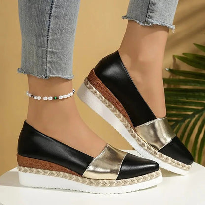 Cómodas sandalias de cuña con plantilla suave y hebilla ajustable