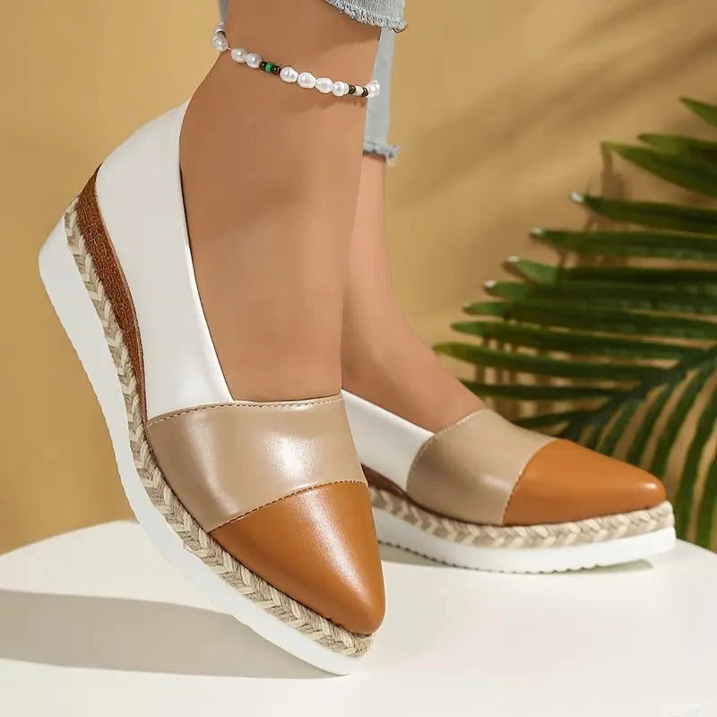 Cómodas sandalias de cuña con plantilla suave y hebilla ajustable