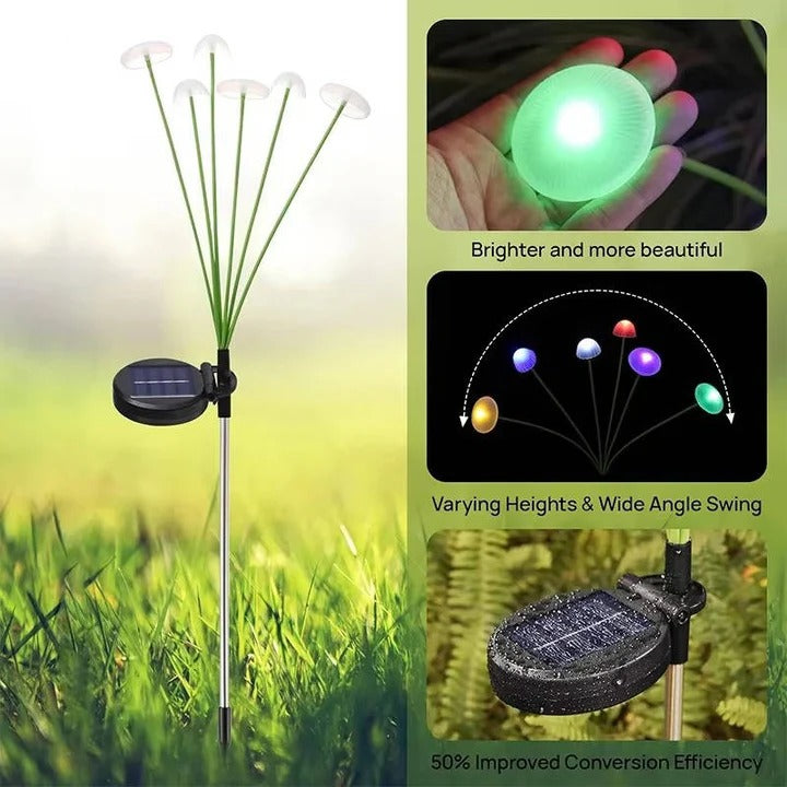 Luces de medusa de cadena para exteriores coloridas con tallo flexible