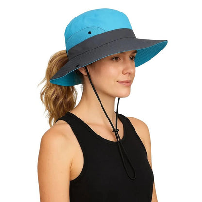 Sombrero de Verano Portátil de Ala Ancha con Correa Ajustable