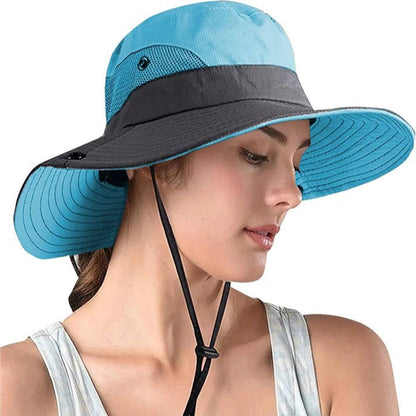 Sombrero de Verano Portátil de Ala Ancha con Correa Ajustable