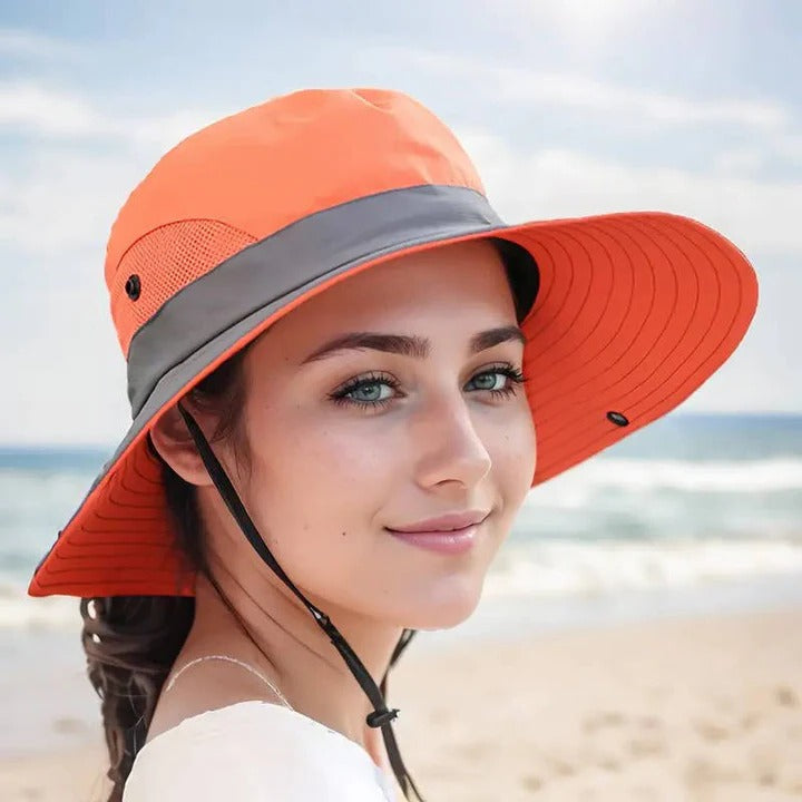 Sombrero de Verano Portátil de Ala Ancha con Correa Ajustable