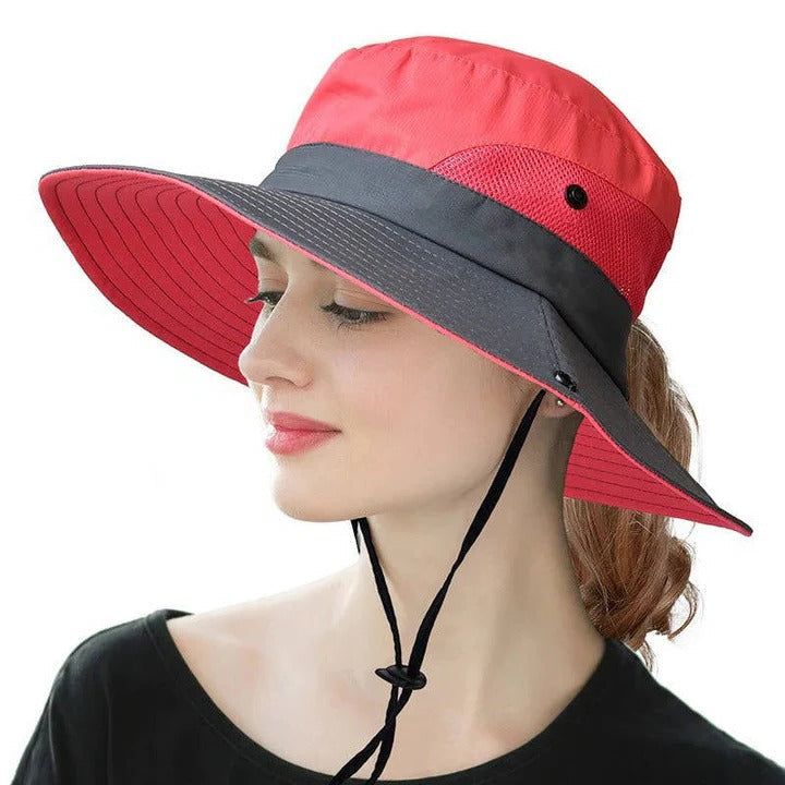 Sombrero de Verano Portátil de Ala Ancha con Correa Ajustable