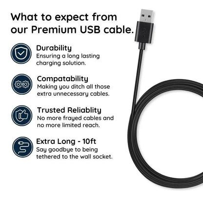 Cable de cargador USB extra largo de 3 metros