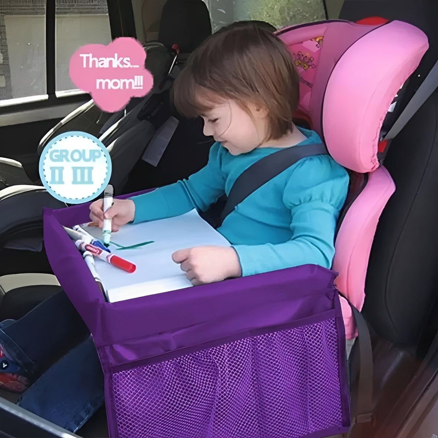 Bandeja de viaje compacta para asiento de coche para niños y bebés