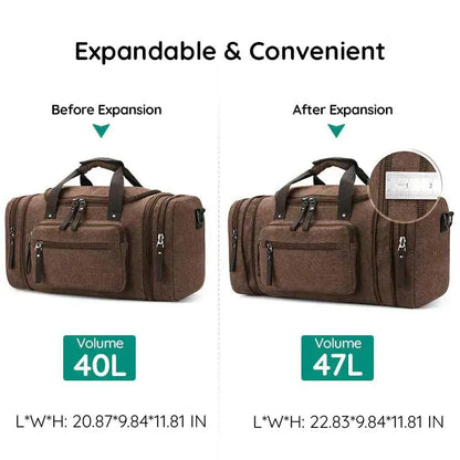 Bolsa de viaje de algodón espaciosa con espacio extra