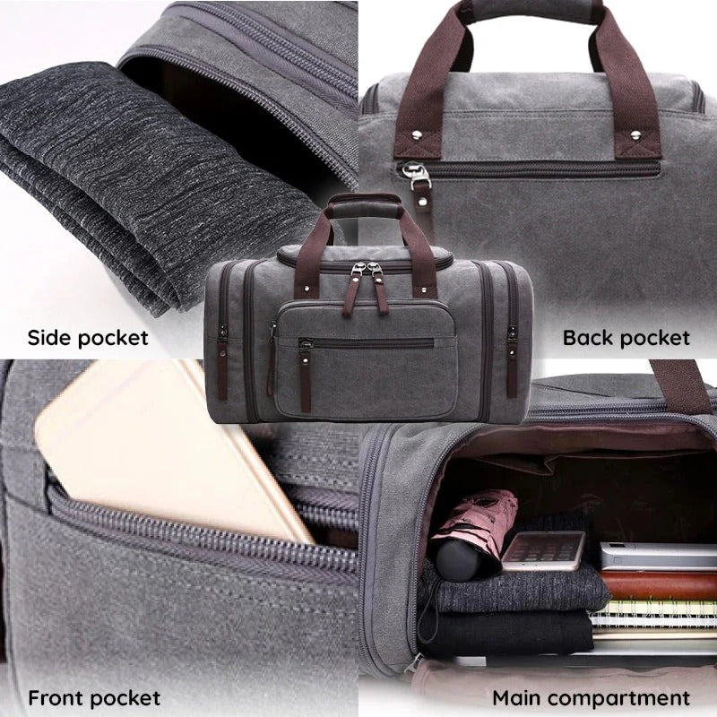 Bolsa de viaje de algodón espaciosa con espacio extra