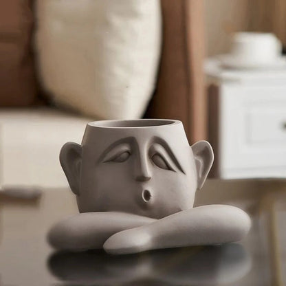 Unique Face Planter Ceramic Vase Set - Ortekor