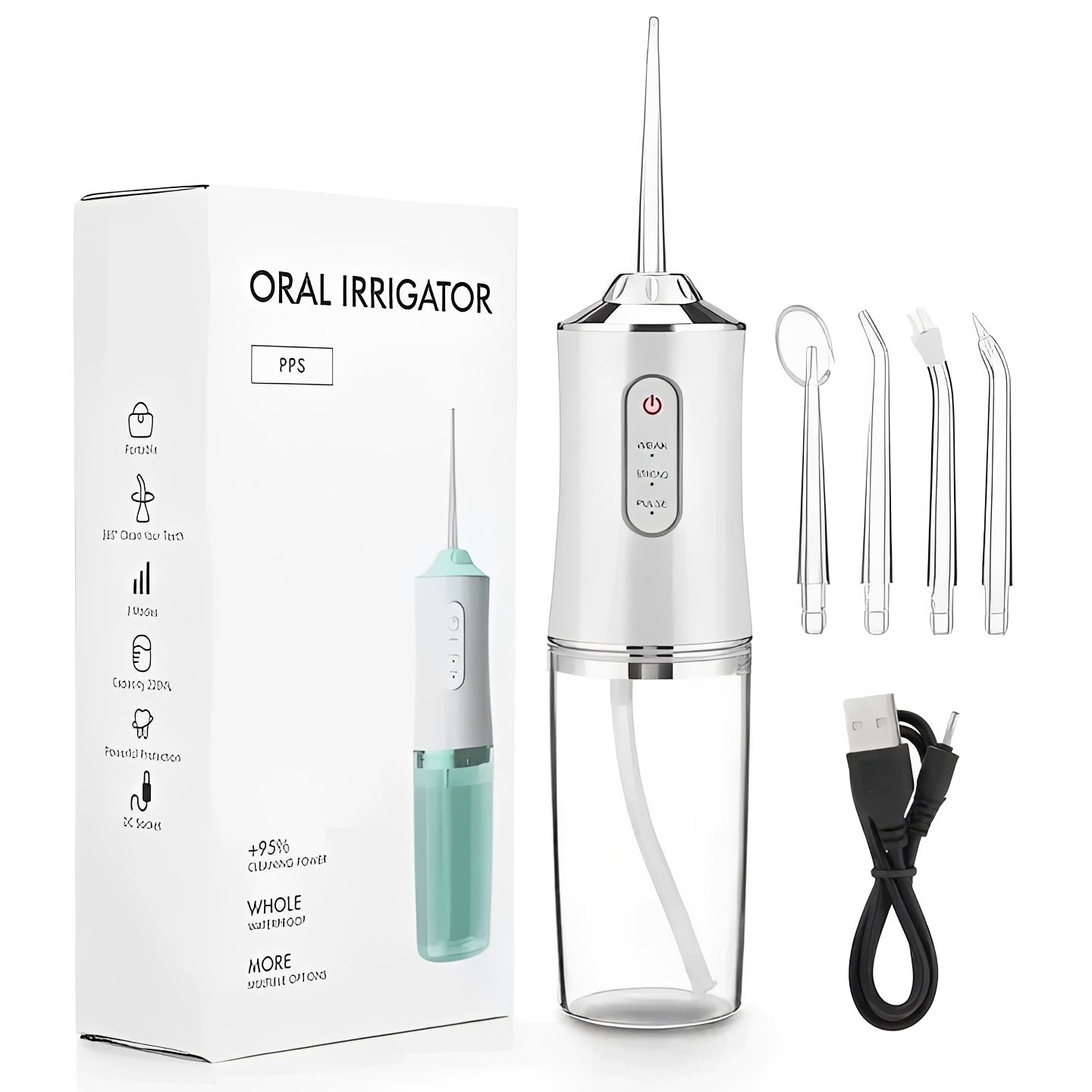 Irrigador Bucal de Viaje Compacto con Puntas Intercambiables