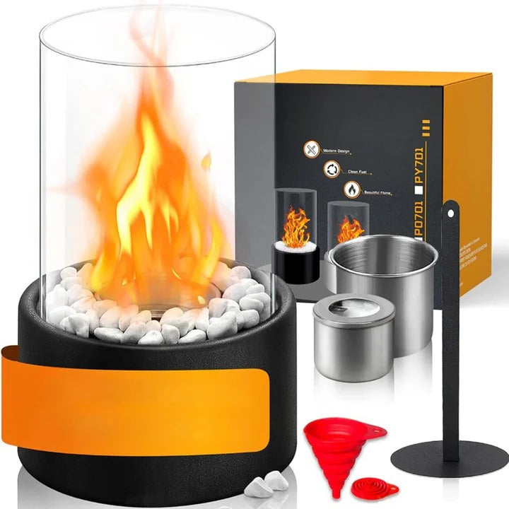 Fogata de exterior compacta con tapa y atizador