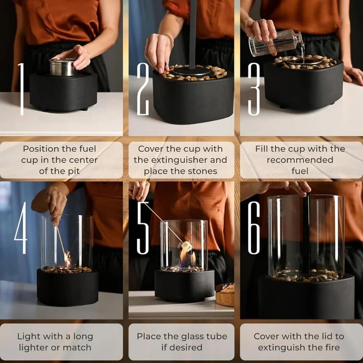 Fogata de exterior compacta con tapa y atizador