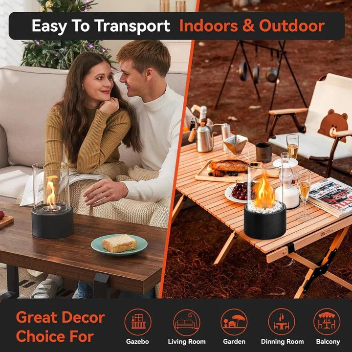 Fogata de exterior compacta con tapa y atizador