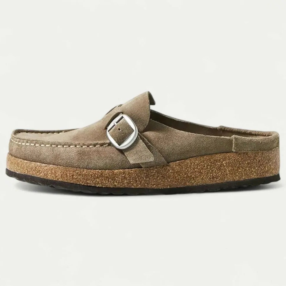 Mocasines de piel suave con tira ajustable para mujer