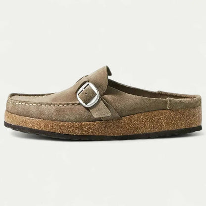 Mocasines de piel suave con tira ajustable para mujer