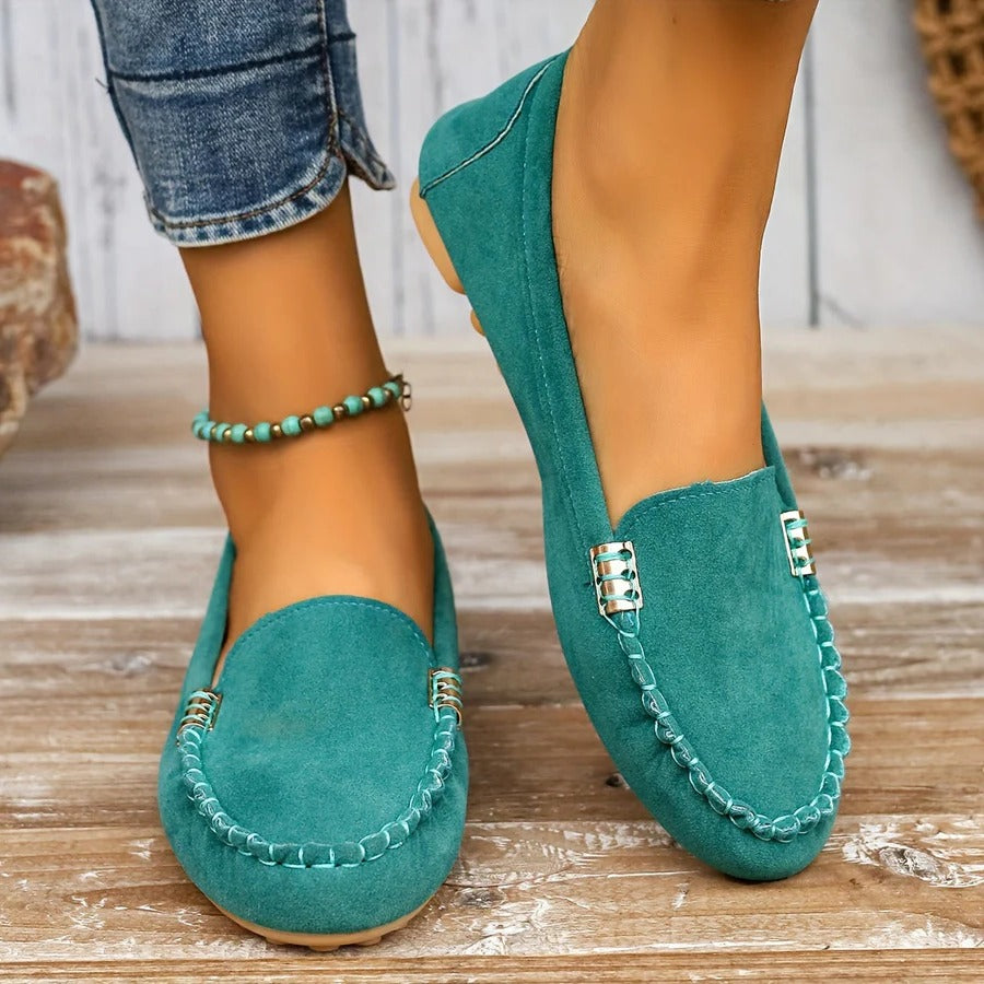 Comfortable Women's Faux Leather Slip On Loafers - Ortekor